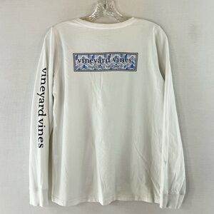 Vineyard Vines White Long Sleeve Graphic Pocket T-Shirt